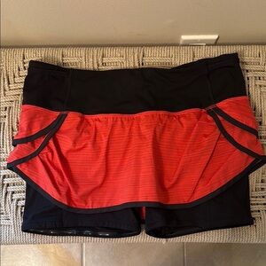 Lululemon Women 8 Speed Squad Run Skirt Shorts Skort Twisted Stripe Flare Black